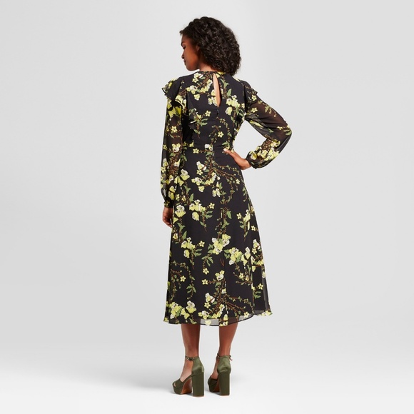 Who What Wear | Floral Ruffle Midi Dress | A88 - Picture 3 of 6